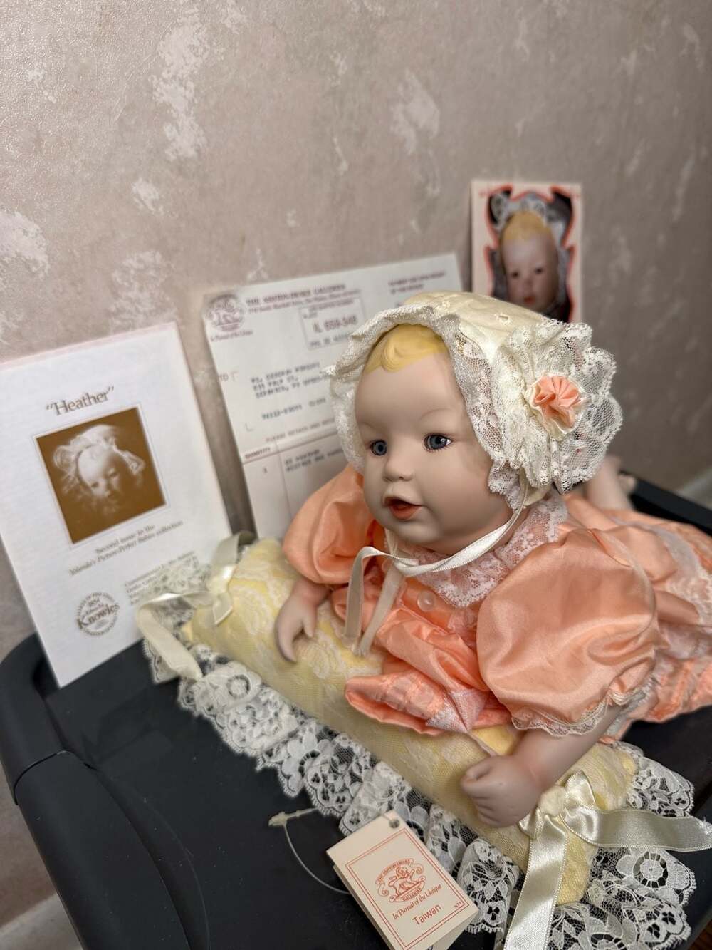 The Ashton-Drake Galleries Heather Porcelain Doll Size 11 Peach Dress